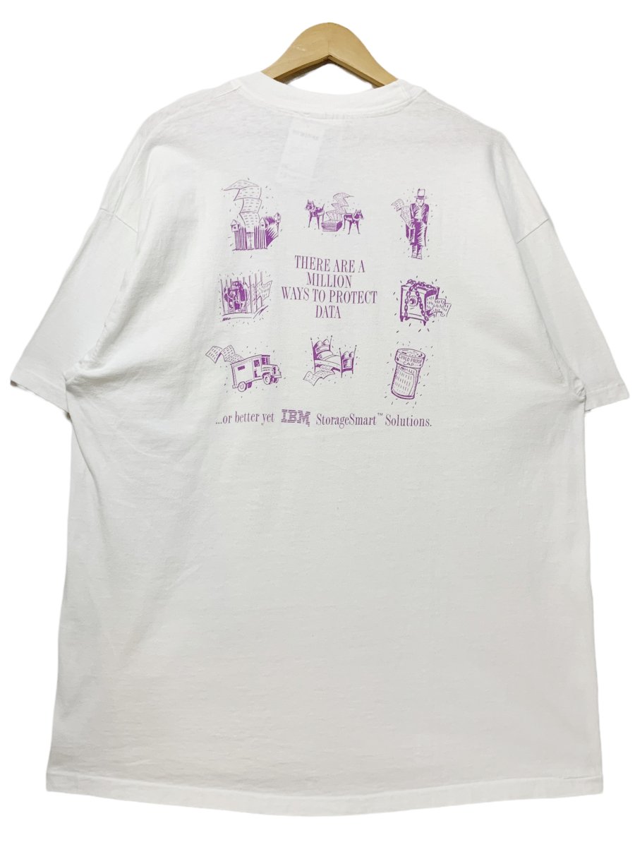 USA製 80s IBM Print S/S Tee 白 XL アイビーエム 半袖 Tシャツ 企業物 企業T Hanes ホワイト 古着　 -  NEWJOKE ONLINE STORE