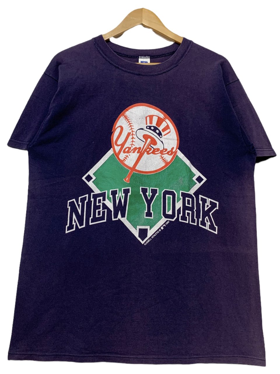 90年代 ラッセル Russell MLB NEW YORK YANKEES ニューヨークヤンキース スポーツプリントTシャツ USA製 メンズXL ヴィンテージ /eaa346071