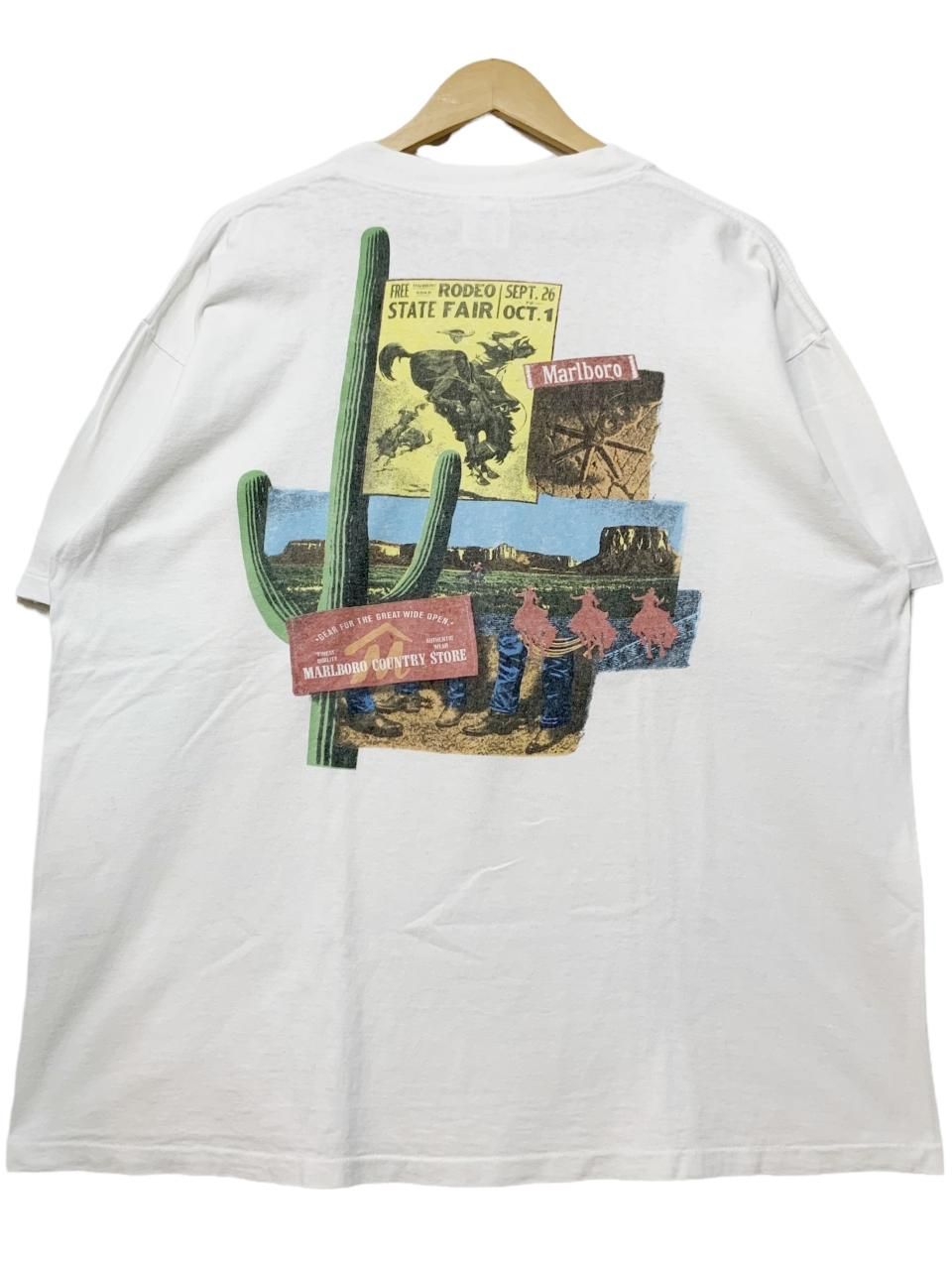 USA製 90s Marlboro Print Pocket S/S Tee 白 XL マルボロ 半袖 T