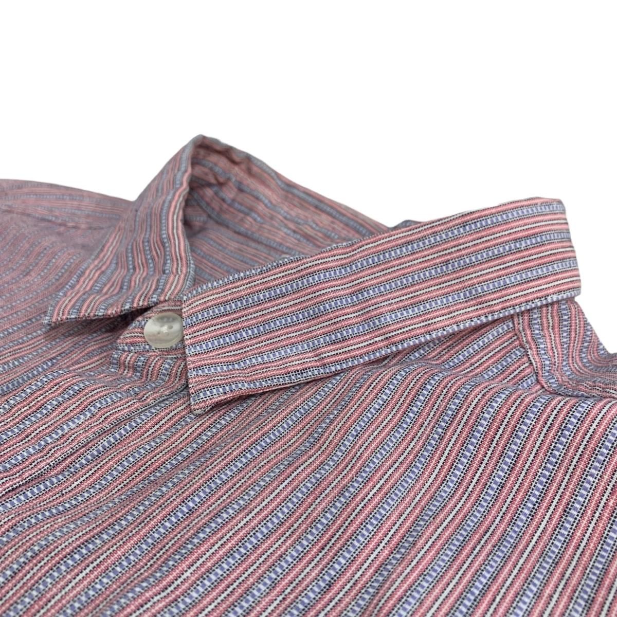 91年製 patagonia Cotton Stripe S/S Shirt ピンク青 XL 90s 白 91年製 patagonia Cotton Stripe S/S Shirt ピンク青 XL 90s 白