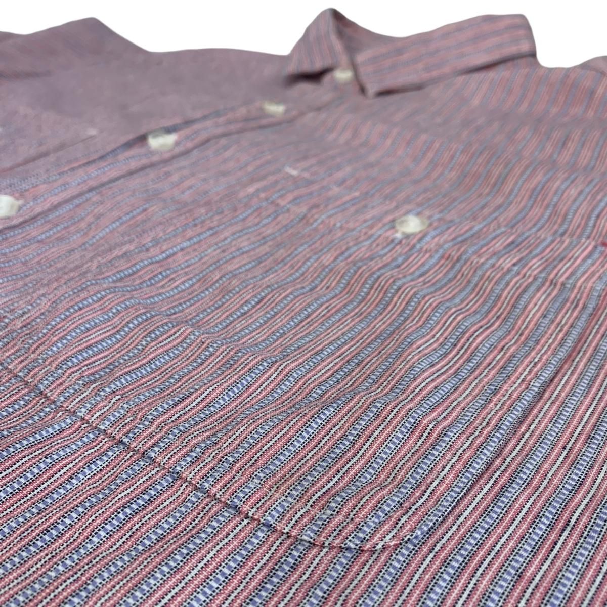 91年製 patagonia Cotton Stripe S/S Shirt ピンク青 XL 90s 白 91年製 patagonia Cotton Stripe S/S Shirt ピンク青 XL 90s 白