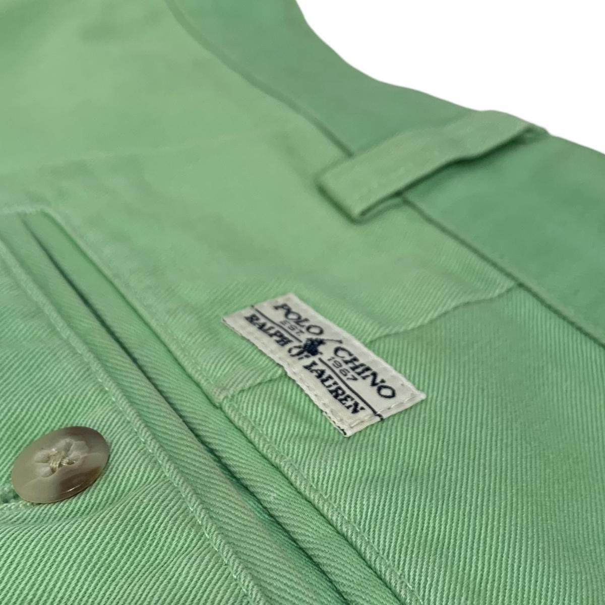 廃盤 POLO RALPH LAUREN スイムショーツ　エメラルドグリーンL Polo Ralph Lauren 2 Tuck Chino Shorts 黄緑 38 ポロラルフ
