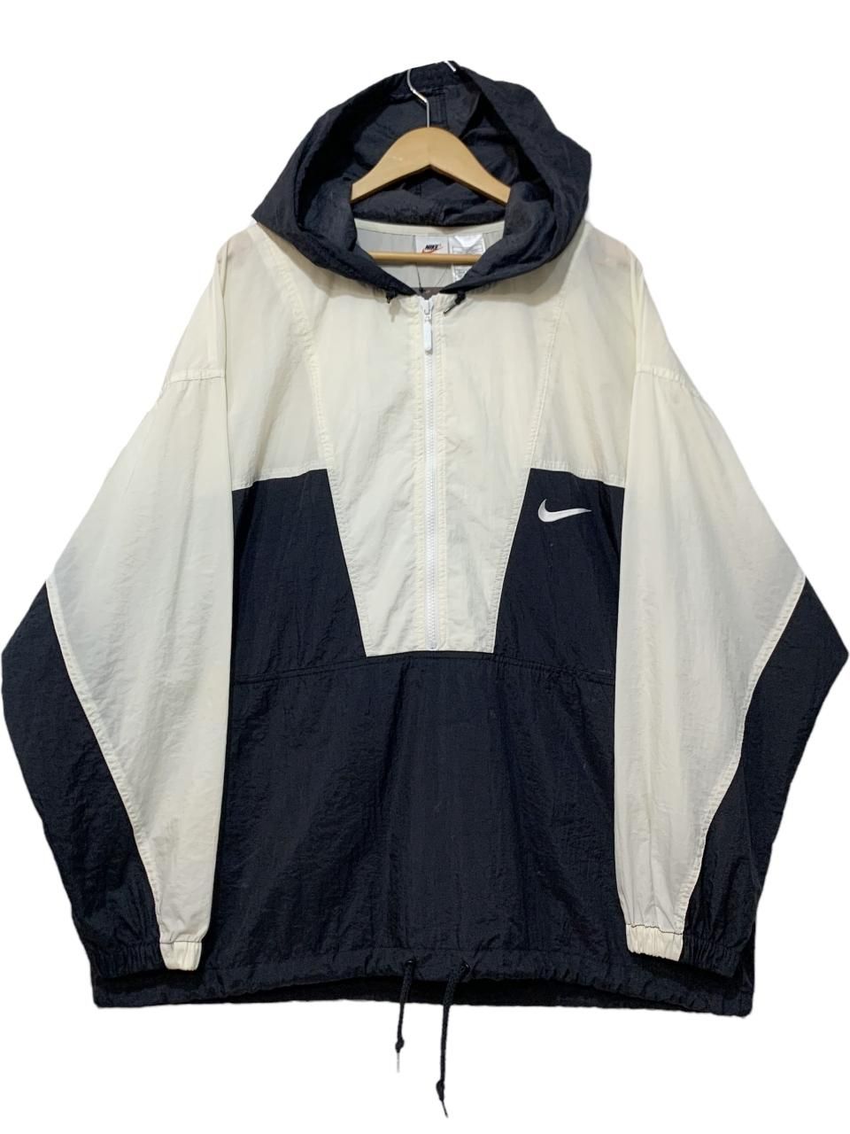 90s NIKE Nylon Anorak Parka 白黒 L ナイキ アノラックパーカー ...