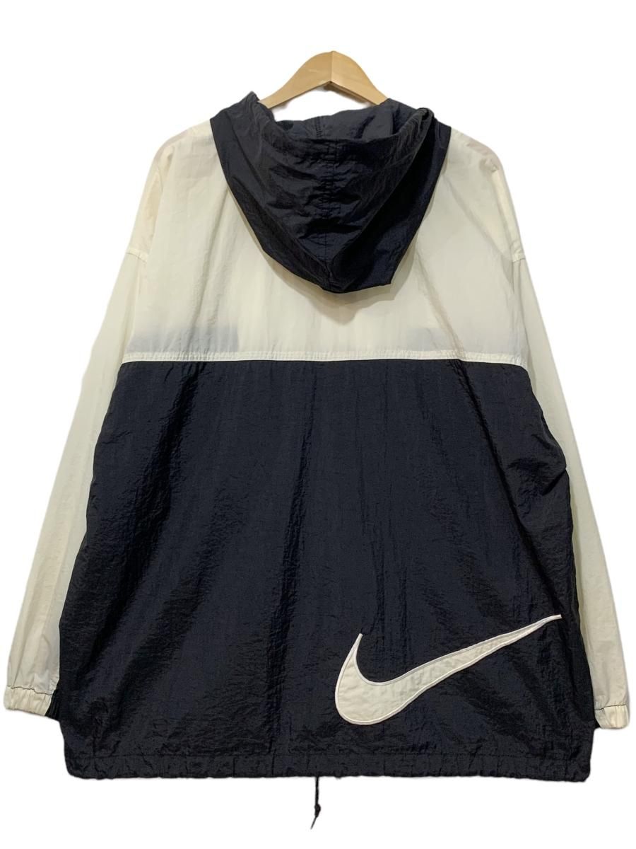 90s NIKE Nylon Anorak Parka 白黒 L ナイキ アノラックパーカー