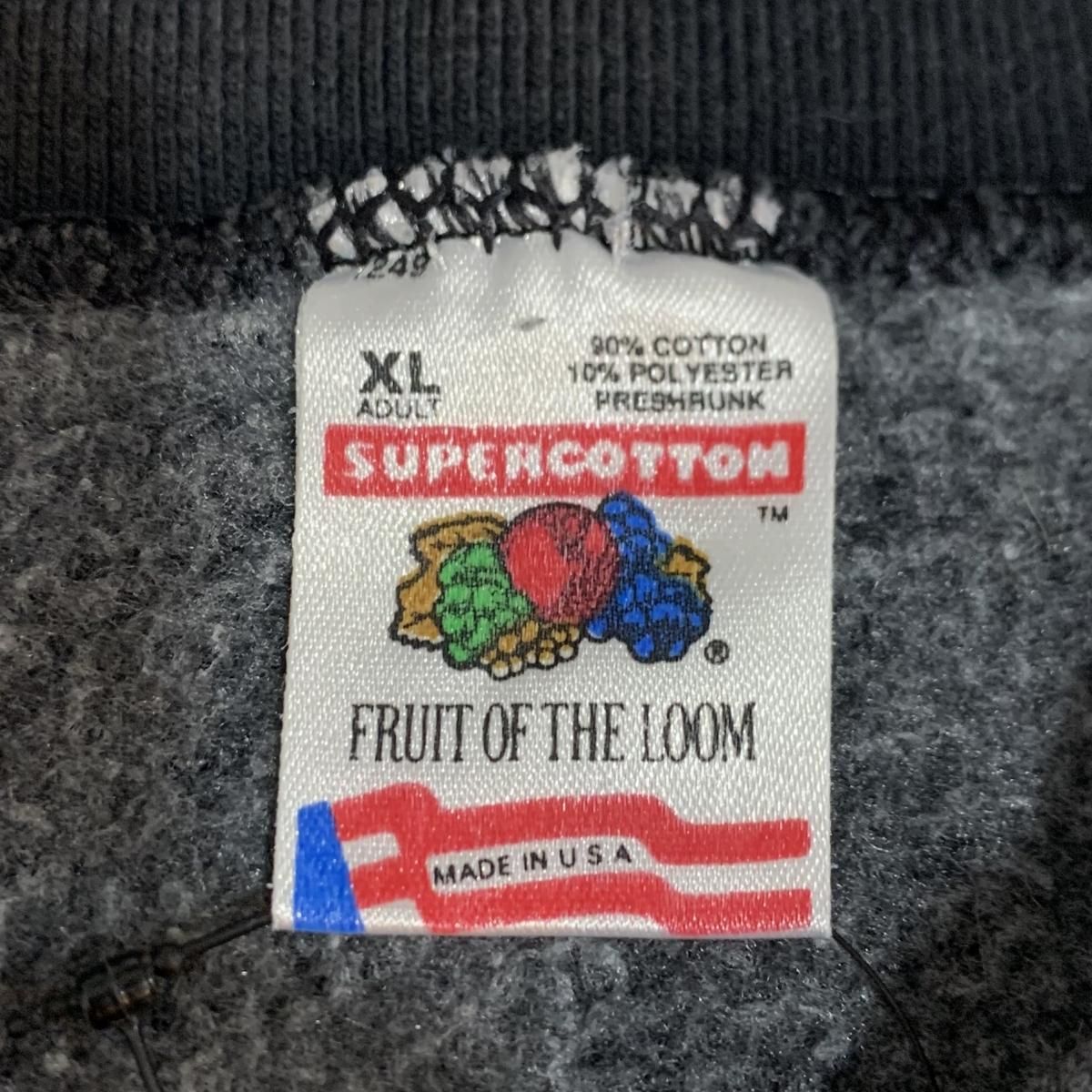 90年代 USA製 FRUIT OF THE LOOM スウェット カレッジ 黒fruitoftheloom