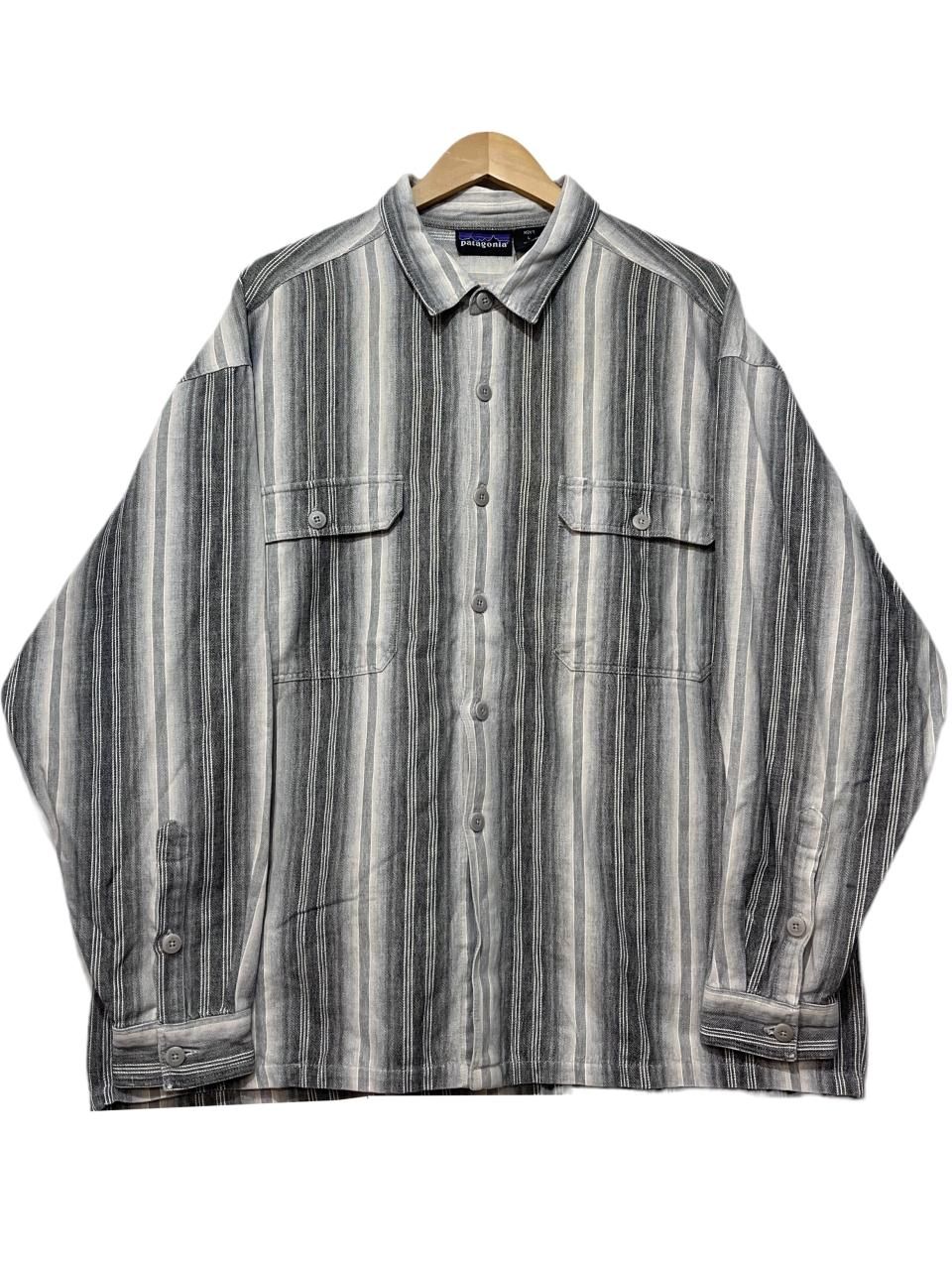 90s patagonia Stripe Flannel L/S Shirt 黒白 L パタゴニア 90s patagonia Stripe Flannel L/S Shirt 黒白 L パタゴニア