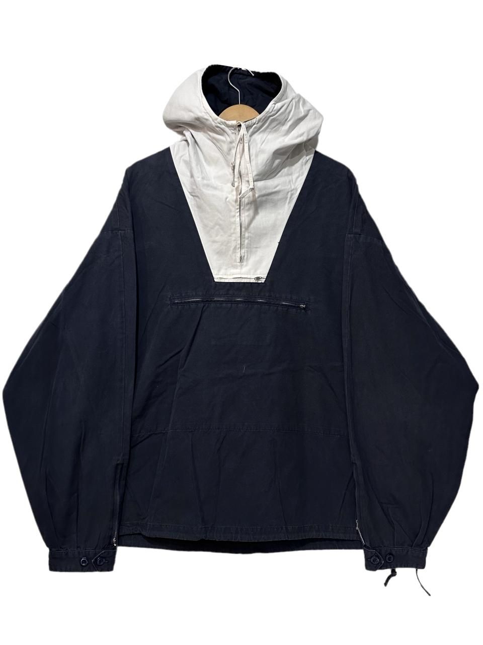 90s J.CREW 2 Tone Cotton Anorak Parka 紺白 XL ジェイクルー コットン アノラックパーカー 2トーン 巨人タグ  ネイビー ホワイト 古着 - NEWJOKE ONLINE STORE