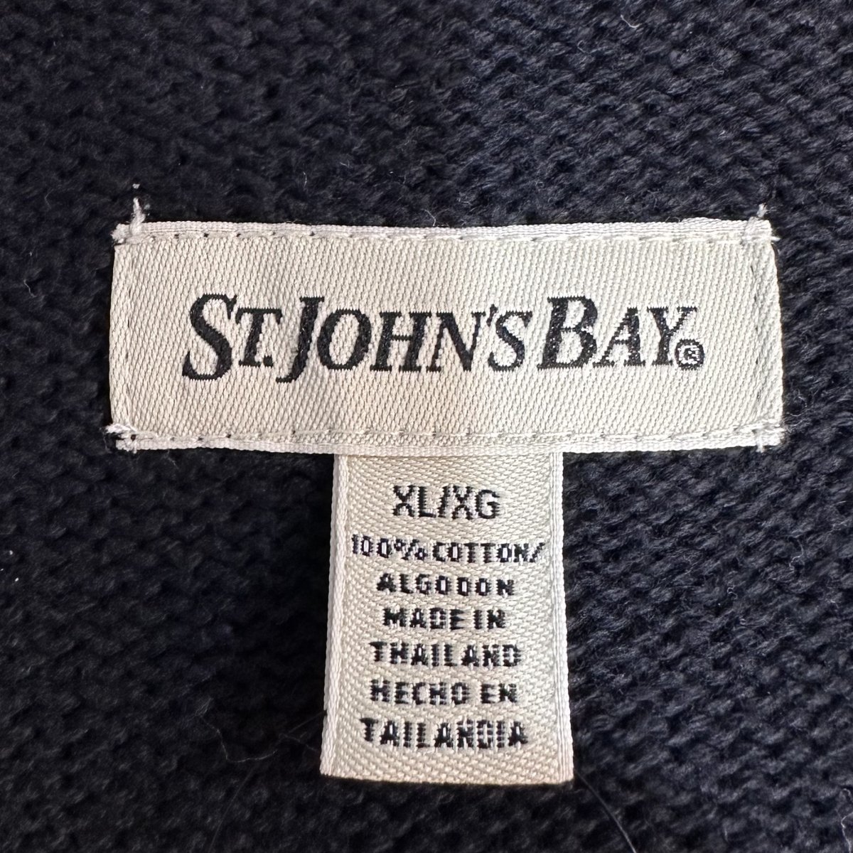 00s ST JOHN'S BAY V-Neck Cotton Cable Knit Vest 黒 XL セント ...