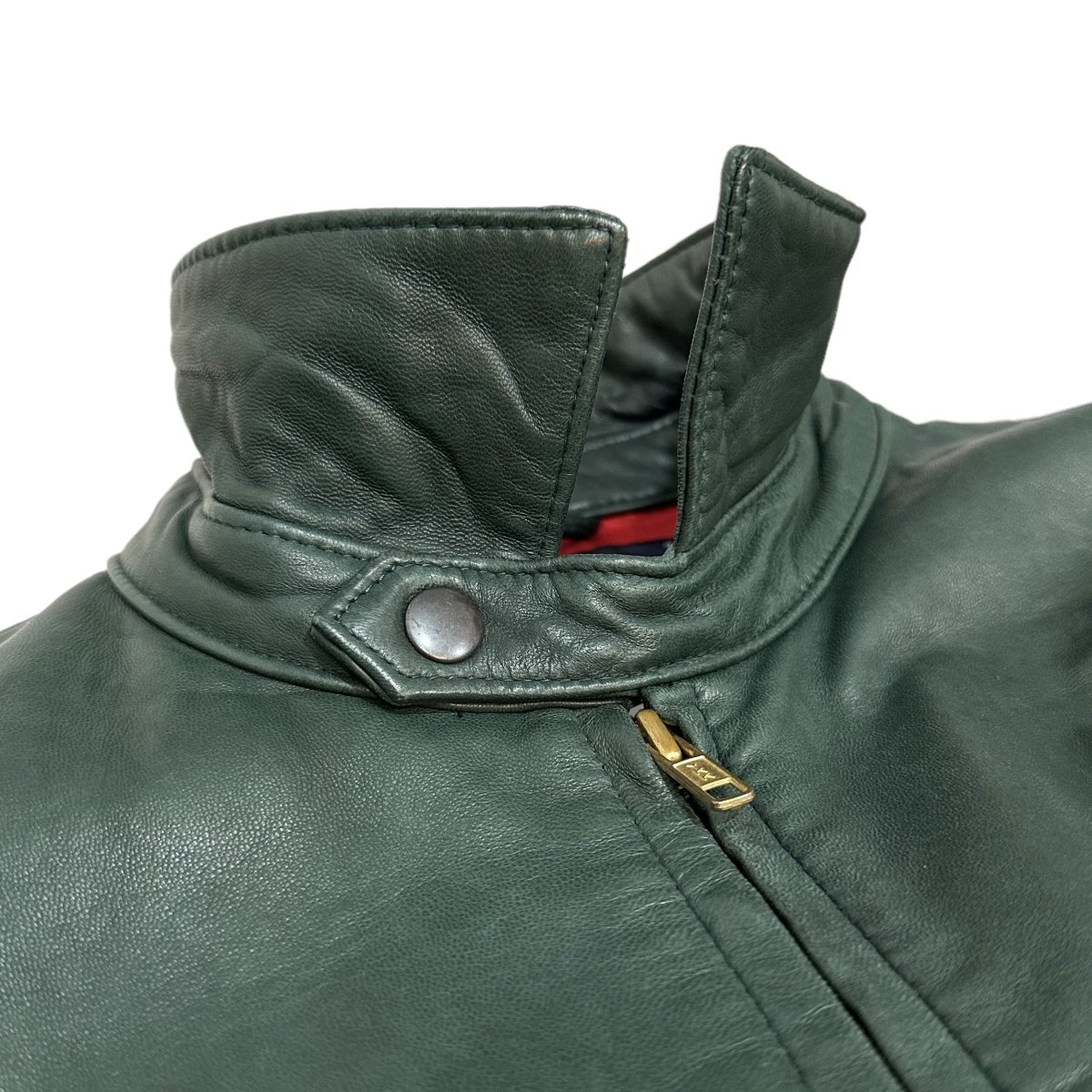90s Polo Ralph Lauren Leather Drizzler Jacket 深緑 L ポロラルフ