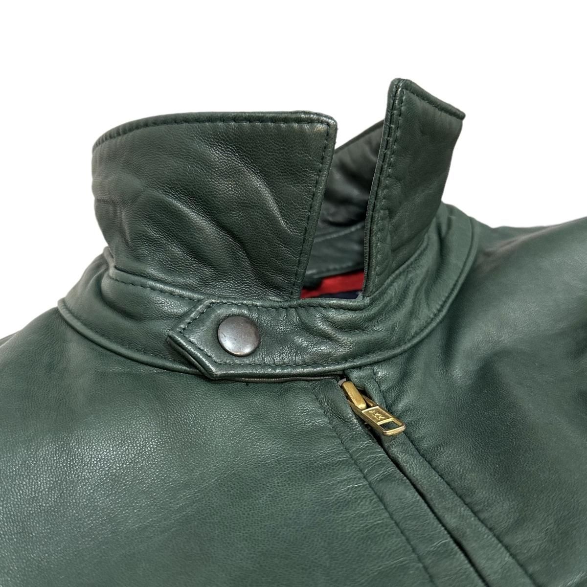 90s Polo Ralph Lauren Leather Drizzler Jacket 深緑 L ポロラルフ 