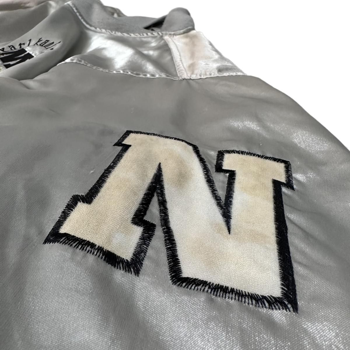 00s Karl Kani Jeans Satin Varsity Jacket 銀 XL カールカナイ サテン