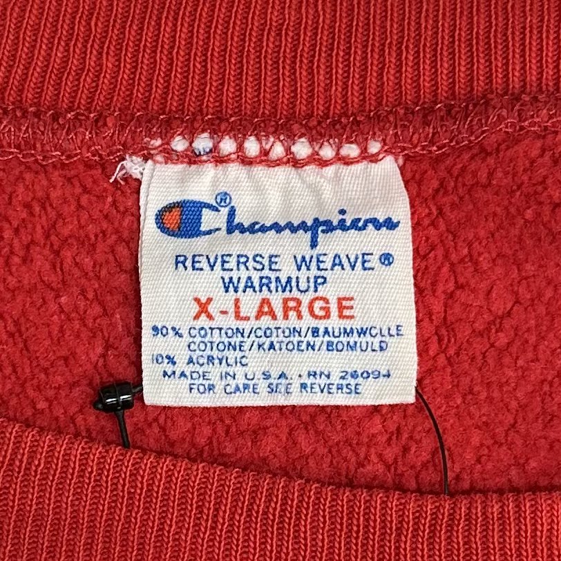 USA製 80s Champion Reverse Weave Sweatshirt 赤 XL チャンピオン リバースウィーブ スウェット R/W  トリコタグ レッド 目玉 目つき 目あり 古着 - NEWJOKE ONLINE STORE