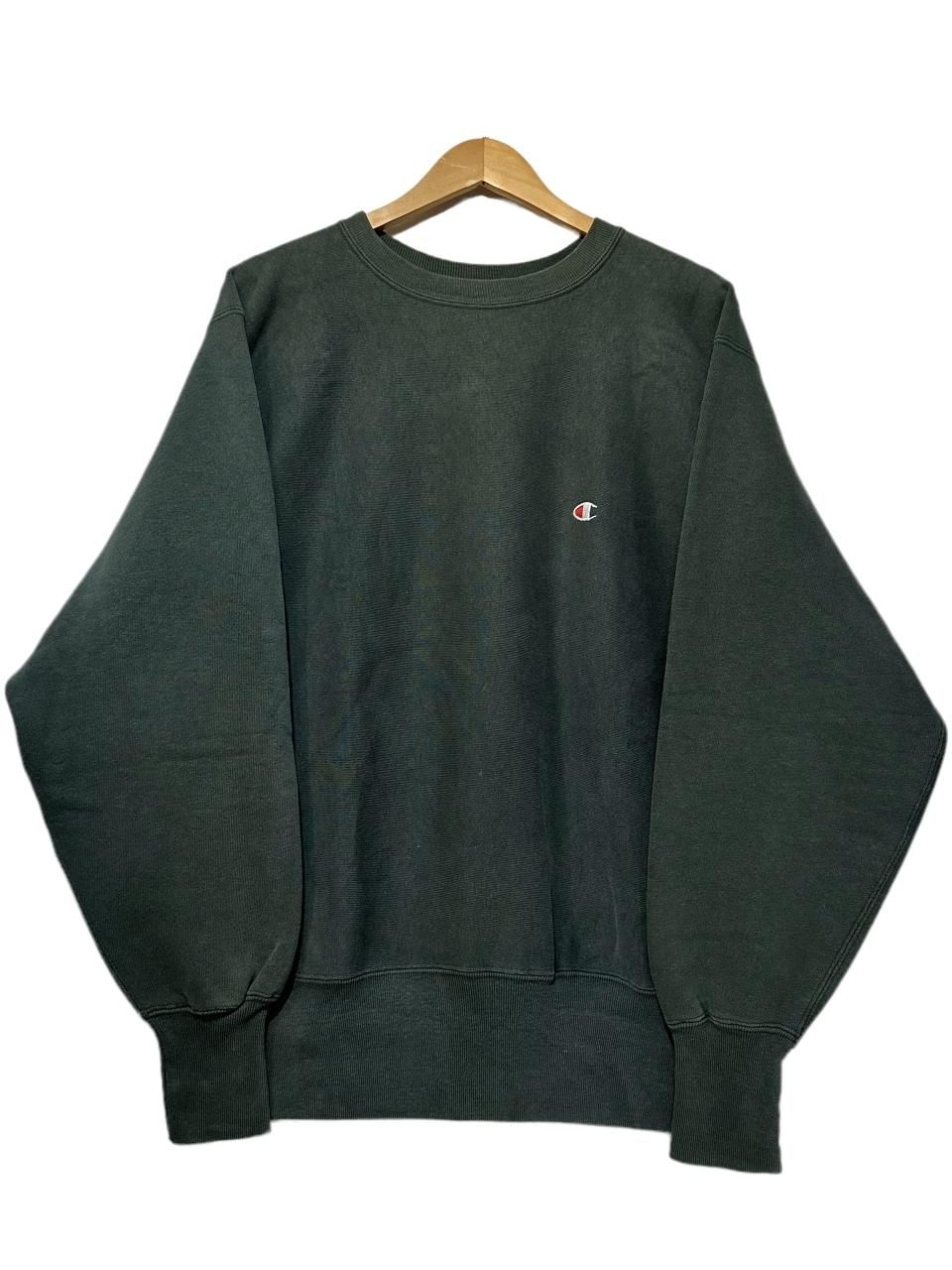 USA製 90s Champion Reverse Weave Sweatshirt 緑 L チャンピオン リバースウィーブ スウェット R/W  刺繍タグ グリーン 目玉 目つき 目あり 古着 - NEWJOKE ONLINE STORE