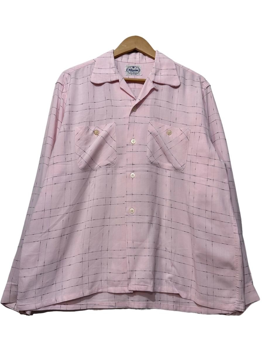50s PILGRIM Rayon Open Collar L/S Shirt ピンク L ピルグリム 50s PILGRIM Rayon Open Collar L/S Shirt ピンク L ピルグリム