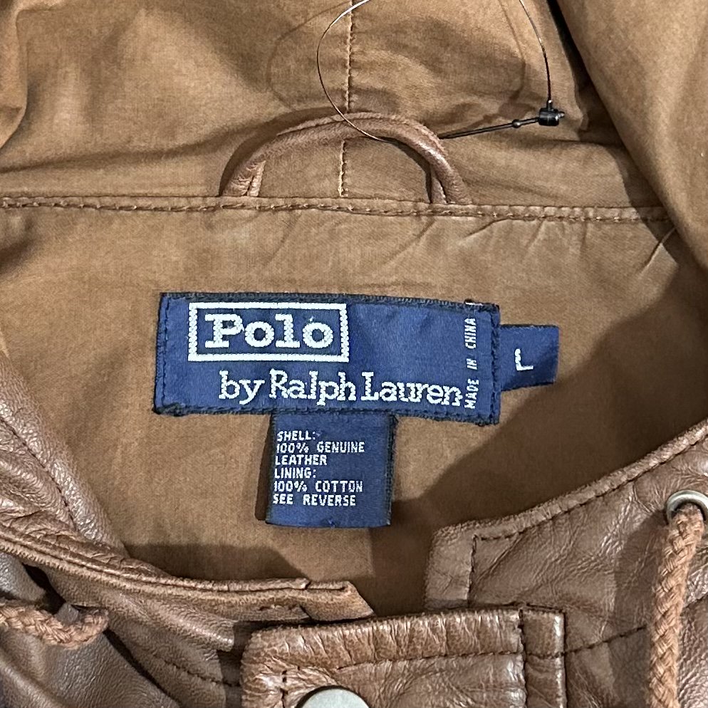 90s Polo Ralph Lauren Leather Mountain Parka 茶 L ポロラルフ