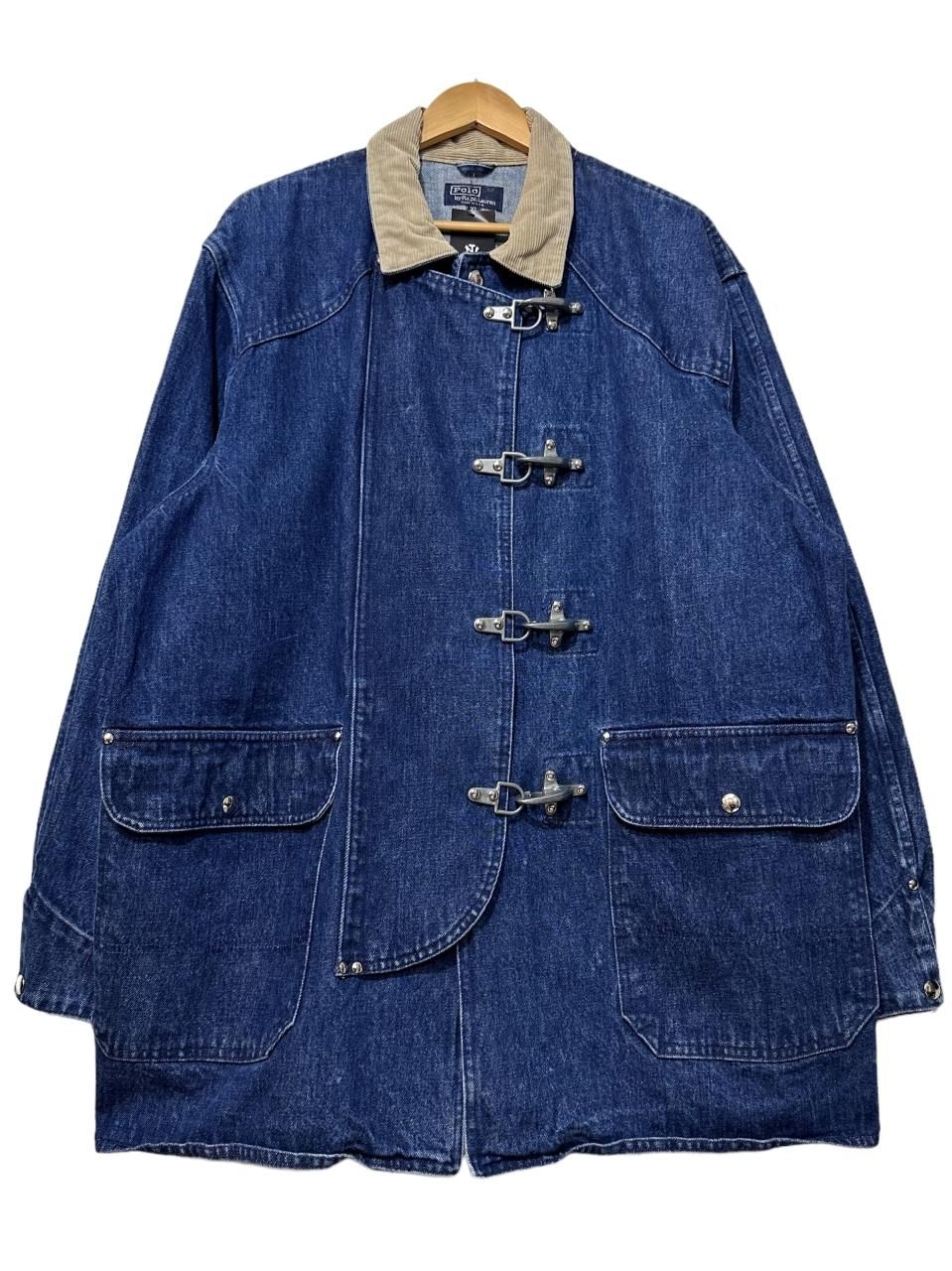 USA製 80s Polo Ralph Lauren Denim Fireman Jacket 紺 XL ポロ USA製 80s Polo Ralph Lauren Denim Fireman Jacket 紺 XL ポロ