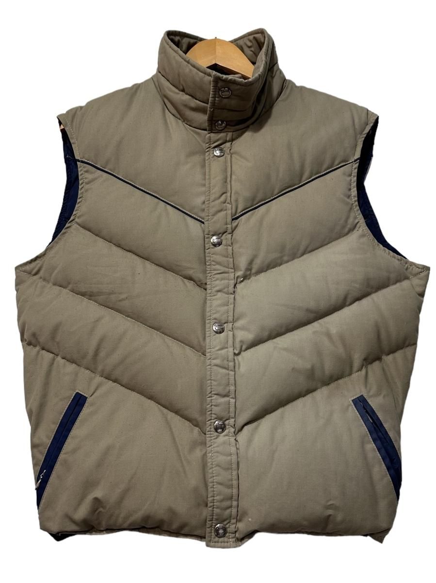 70s WOOLRICH Down Vest カーキ紺 M ウールリッチ ダウンベスト 