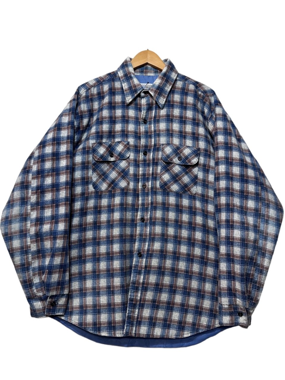 USA製 80s FIVE BROTHER Quilting Lined Flannel L/S Shirt 青茶 XL ファイブブラザー 長袖  シャツ ネルシャツ チェック柄 キルティング 古着 - NEWJOKE ONLINE STORE
