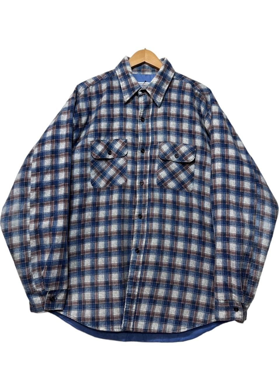 USA製 80s FIVE BROTHER Quilting Lined Flannel L/S Shirt 青茶 USA製 80s FIVE BROTHER Quilting Lined Flannel L/S Shirt 青茶