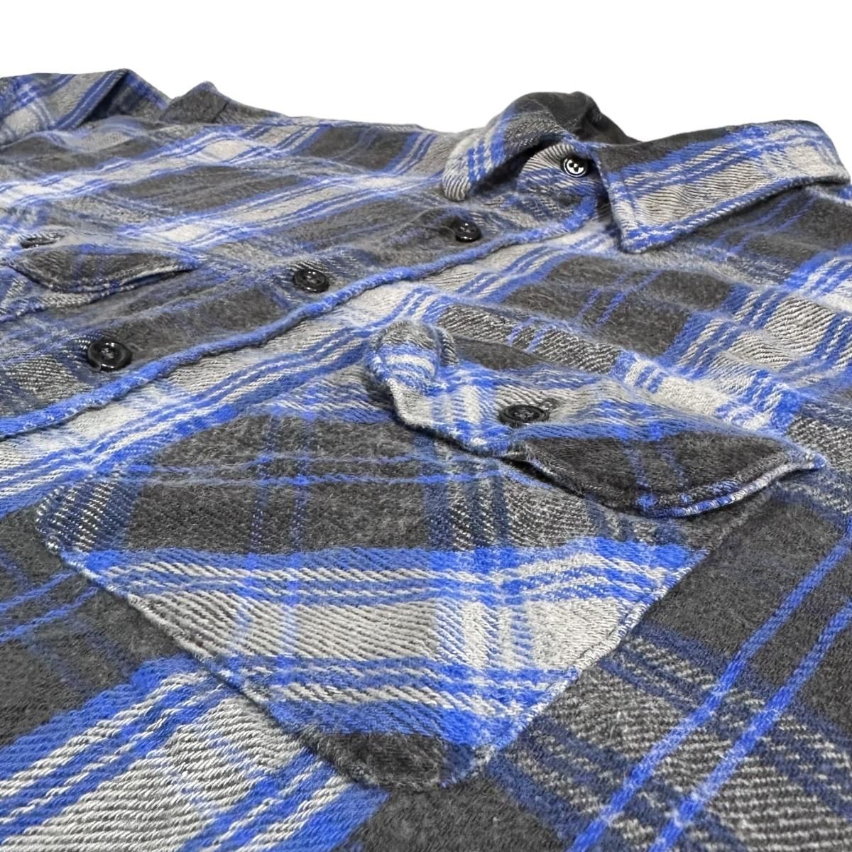 USA製 70s~80s FIVE BROTHER Check Flannel L/S Shirt 青黒灰 XL USA製 70s~80s FIVE BROTHER Check Flannel L/S Shirt 青黒灰 XL