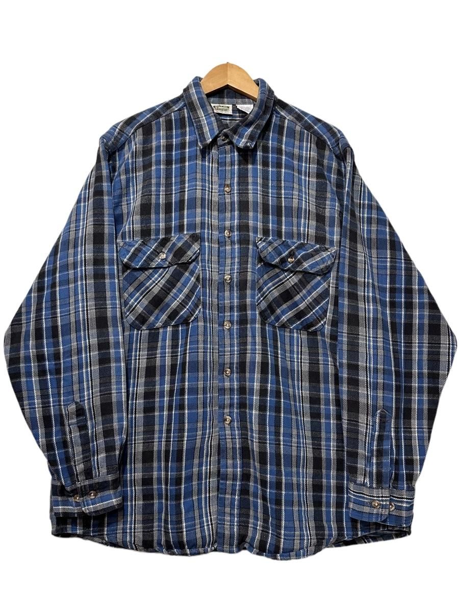 90s FIVE BROTHER Check Flannel L/S Shirt 青黒灰 XL ファイブ 90s FIVE BROTHER Check Flannel L/S Shirt 青黒灰 XL ファイブ