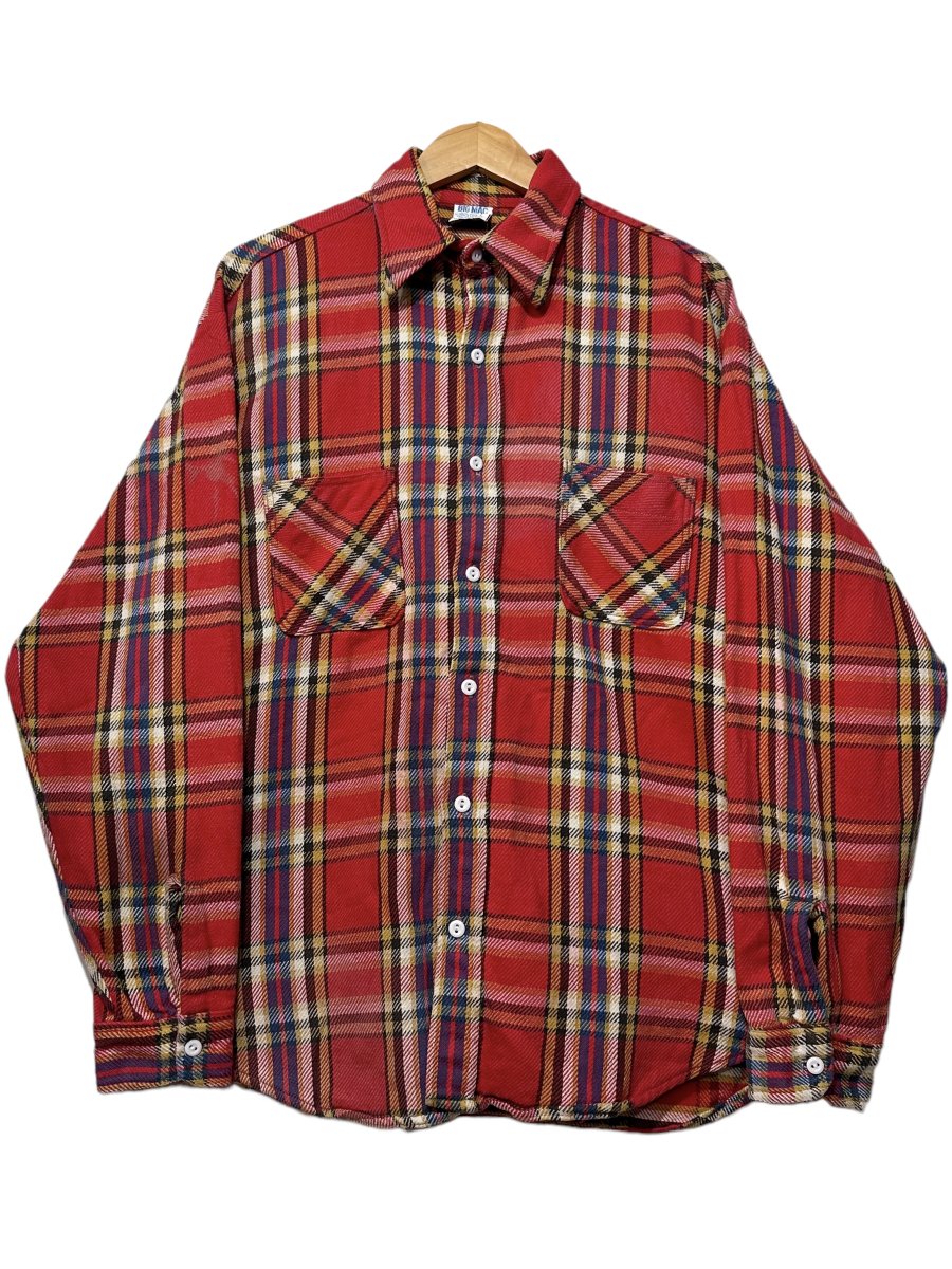 USA製 70s BIG MAC Check Flannel L/S Shirt 赤 L-TALL ビッグマック 長袖 シャツ ネルシャツ チェック柄  レッド 古着 - NEWJOKE ONLINE STORE