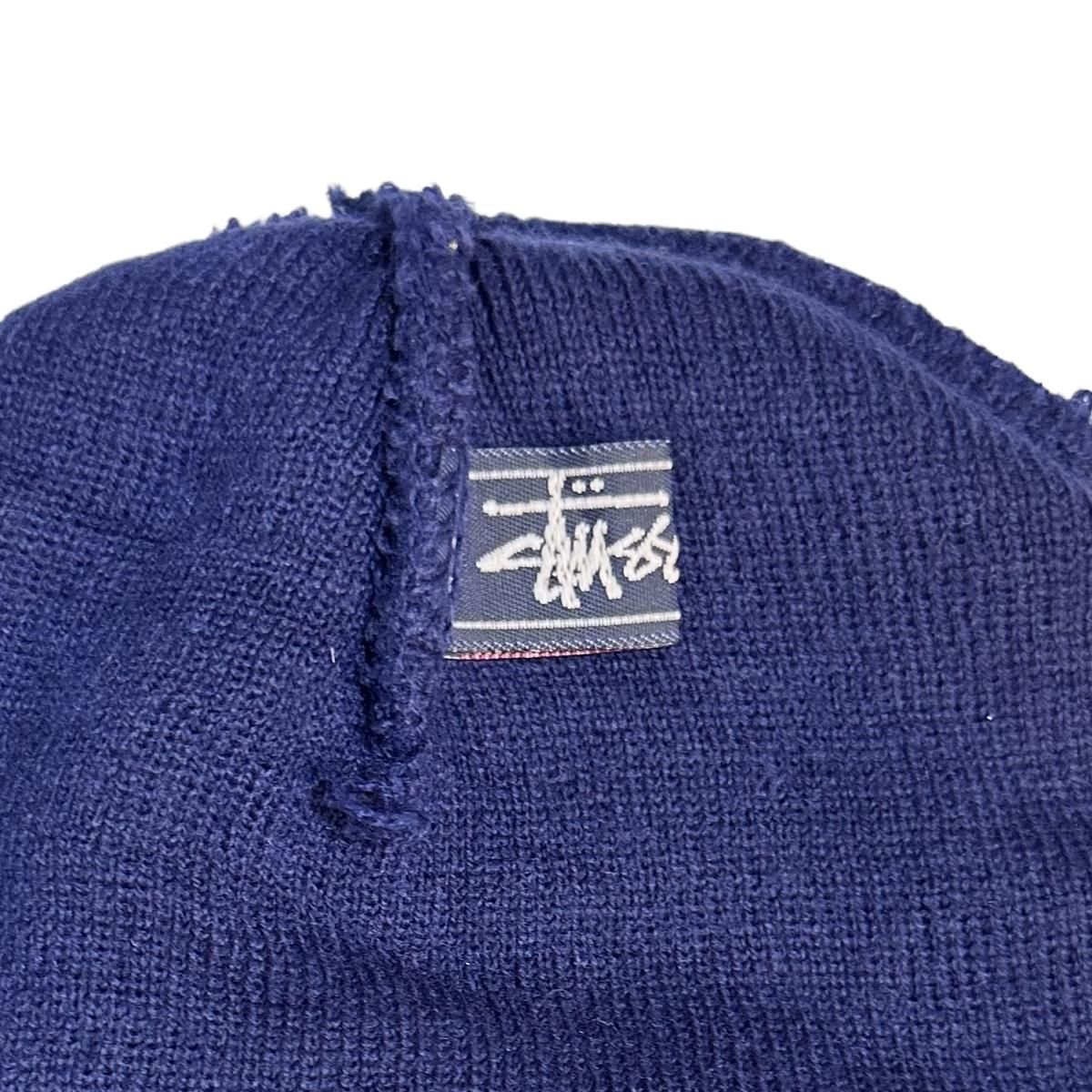 90s OLD STUSSY Long Knit Cap 紺 オールドステューシー ロング ニットキャップ ビーニー 紺タグ OLD SKATE  オールドスケート ネイビー 古着 - NEWJOKE ONLINE STORE