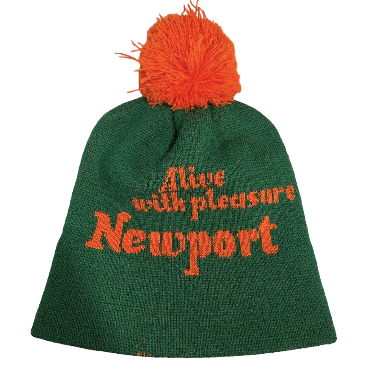 80s~90s Newport Logo Knit Cap 緑オレンジ ニューポート ニット