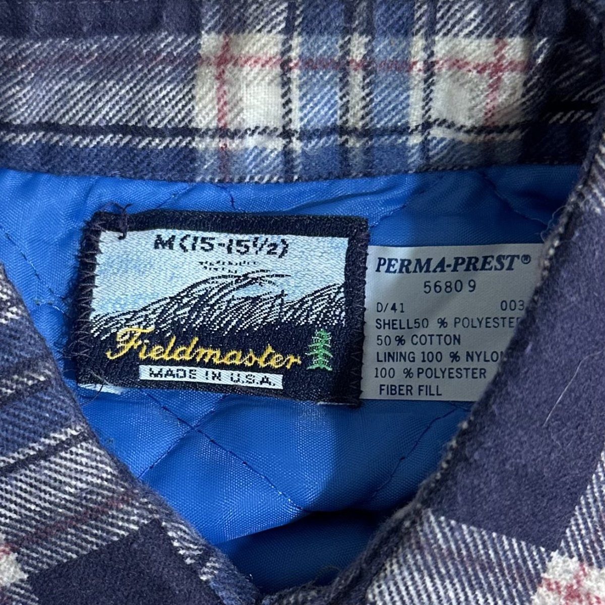 USA製 90s Field Master Quilting Lined Flannel L/S Shirt 青紺 M ...