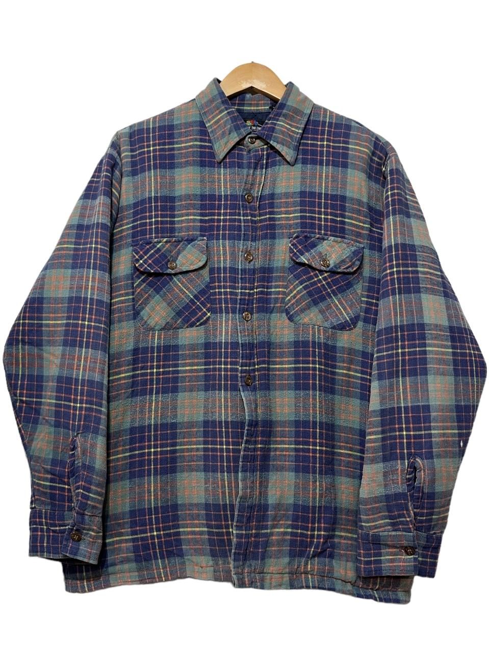 Fruit of The Loom Quilting Lined Flannel L/S Shirt 紺緑オレンジ M ...