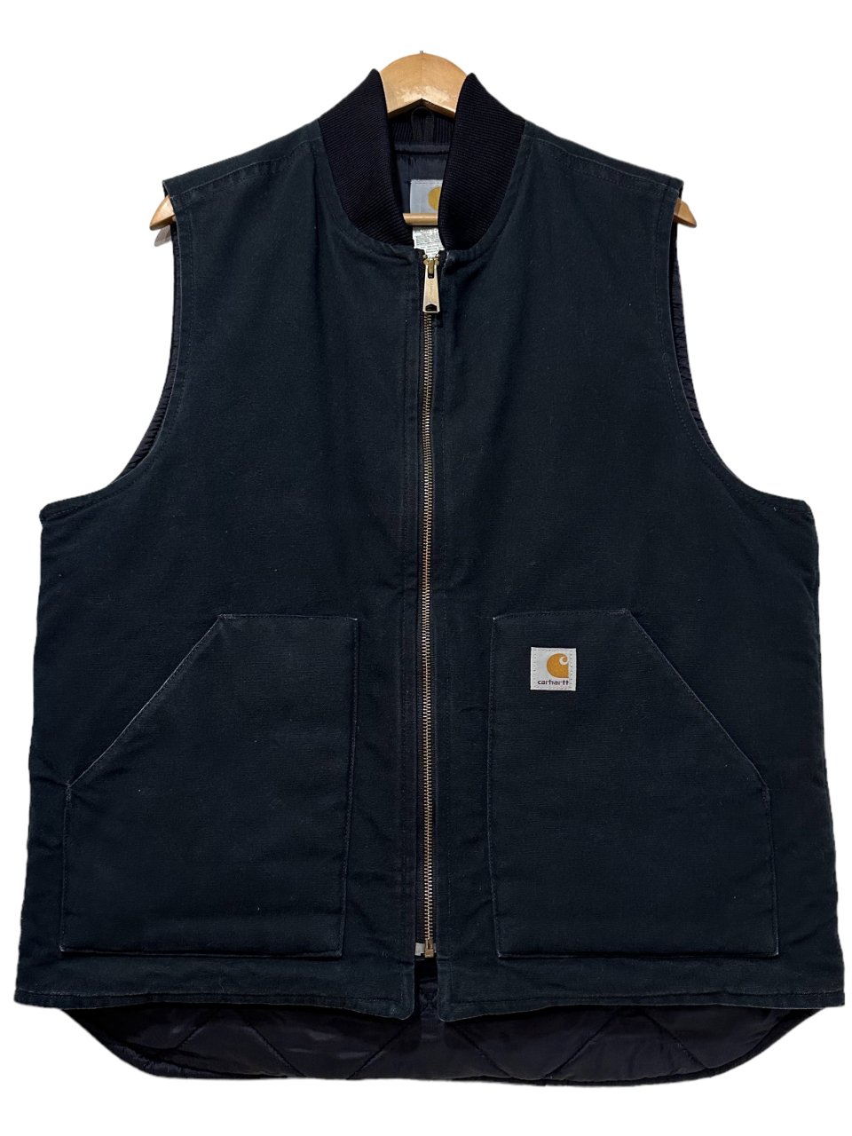 00s Carhartt Quilting Lined Duck Vest 黒 L-TALL カーハート ダック