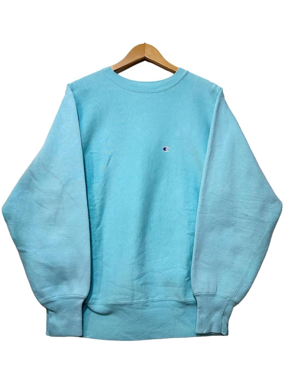 USA製 90s Champion Reverse Weave Sweatshirt 水色 L チャンピオン リバースウィーブ スウェット R/W  刺繍タグ ティファニー 目玉 目つき 目あり 古着 - NEWJOKE ONLINE STORE