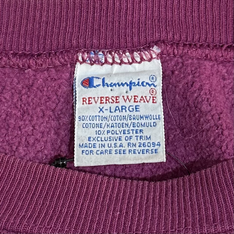 USA製 90s Champion Reverse Weave Sweatshirt 紫 XL チャンピオン