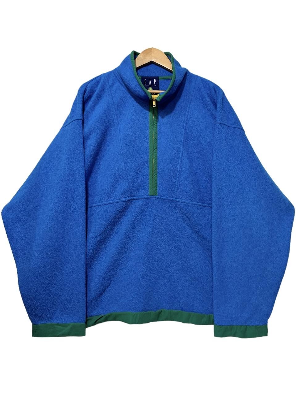 90s OLD GAP Half-Zip Fleece Jacket 青 XL オールドギャップ フリース