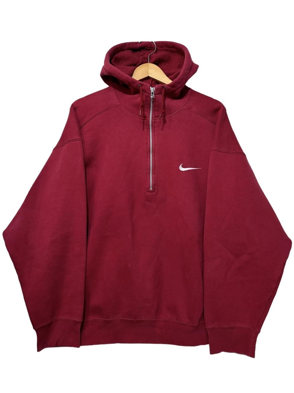 90s NIKE Half-Zip Pullover Sweat Hoodie 赤 XL ナイキ プルオーバー