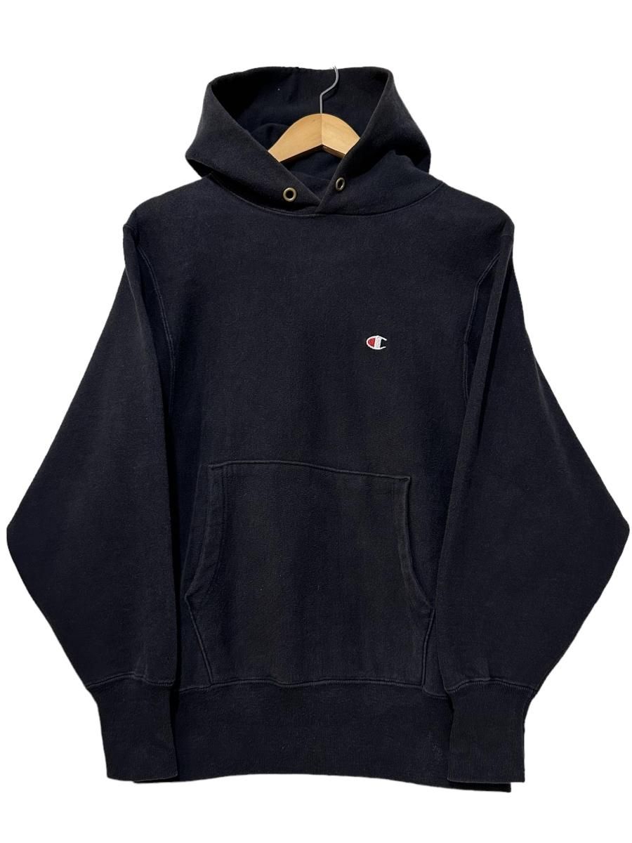 USA製 90s Champion R/W Sweat Hoodie 黒 M 刺繍タグ チャンピオン 