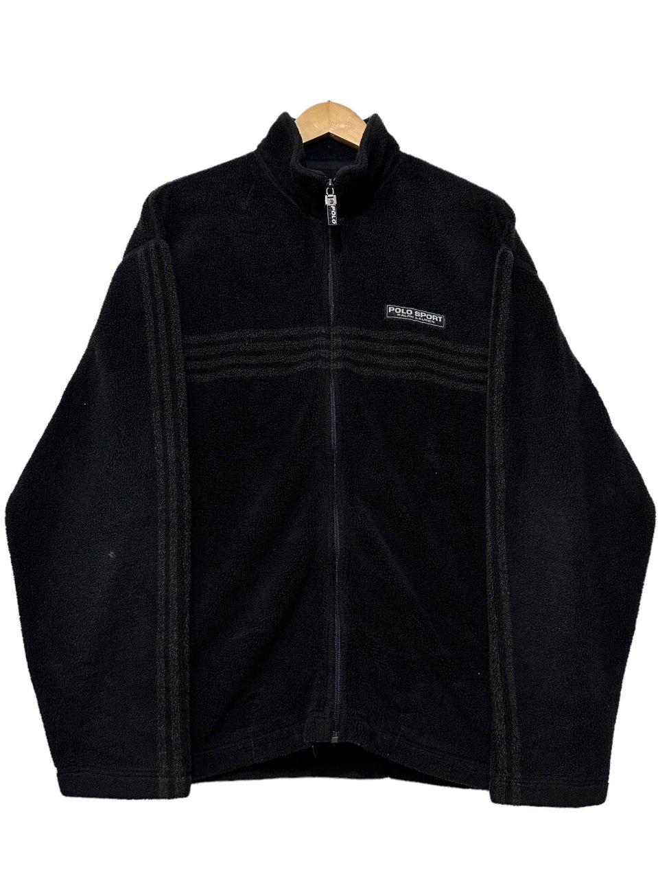90s POLO SPORT Logo Fleece Jacket 黒 L ポロスポーツ フリース