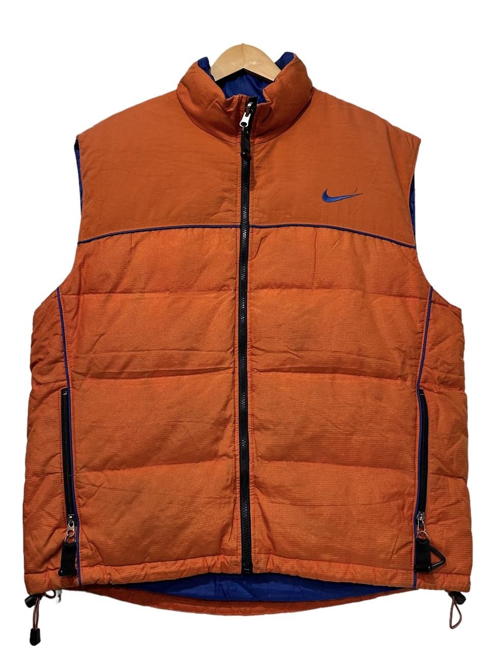 97年製 NIKE ACG Logo Down Vest オレンジ青 L 90s ナイキ