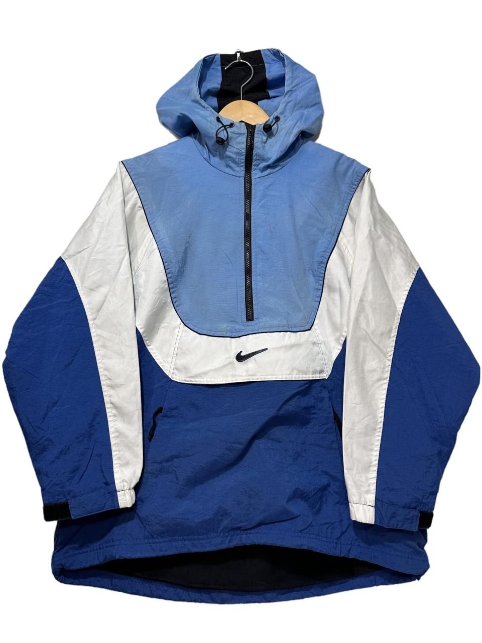 97年製 NIKE Nylon Anorak Parka 青白 M 90s ナイキ アノラック 