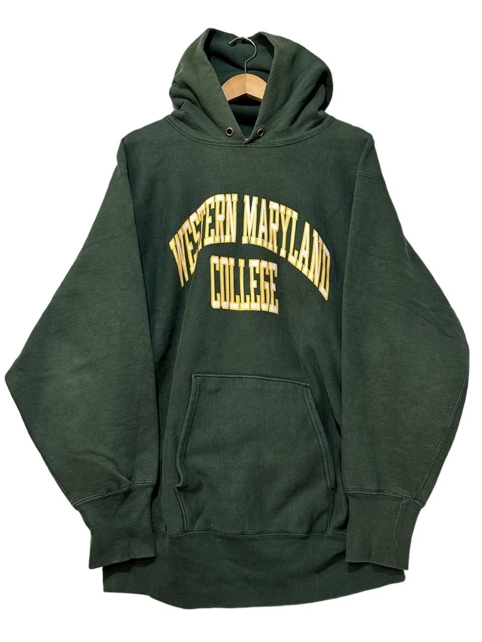 USA製 s Champion "Western Maryland College" R/W Sweat Hoodie 緑