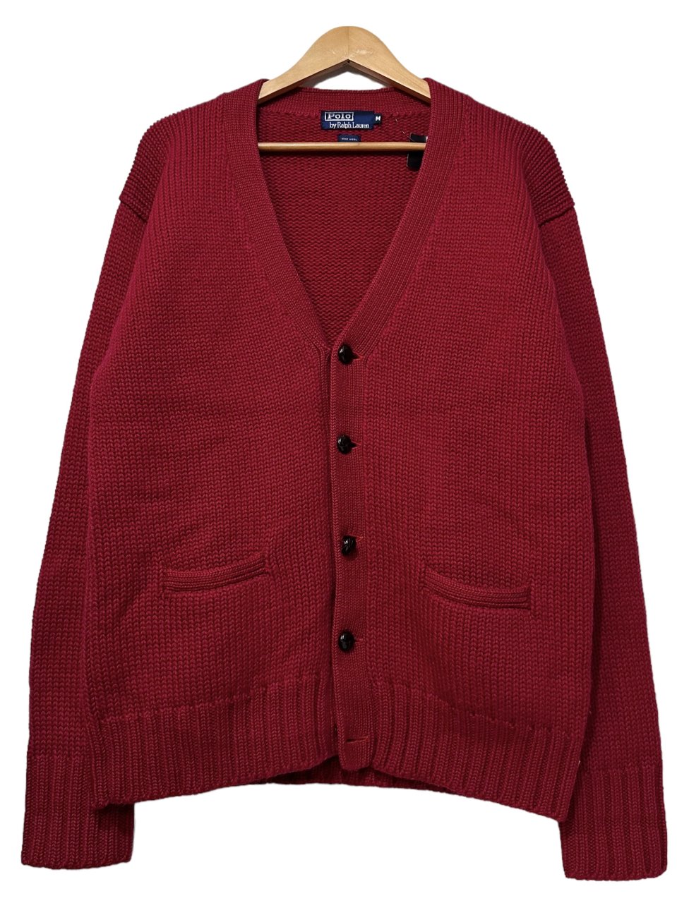 90s Polo Ralph Lauren Wool Knit Cardigan 赤 M ポロラルフ