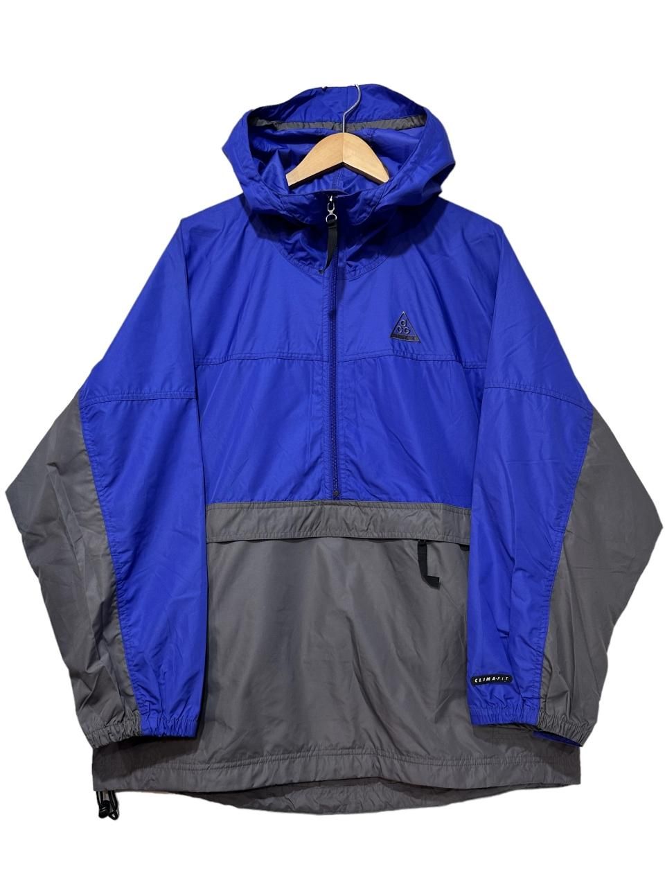 96年製 NIKE ACG Logo Nylon Anorak Parka 青灰 L 90s ナイキ エーシージー アノラックパーカー  ナイロンジャケット ブルー グレー 古着 - NEWJOKE ONLINE STORE