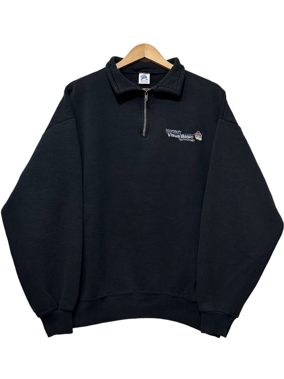 USA製 90s Microsoft Half-Zip Sweatshirt 黒 XL マイクロソフト ...
