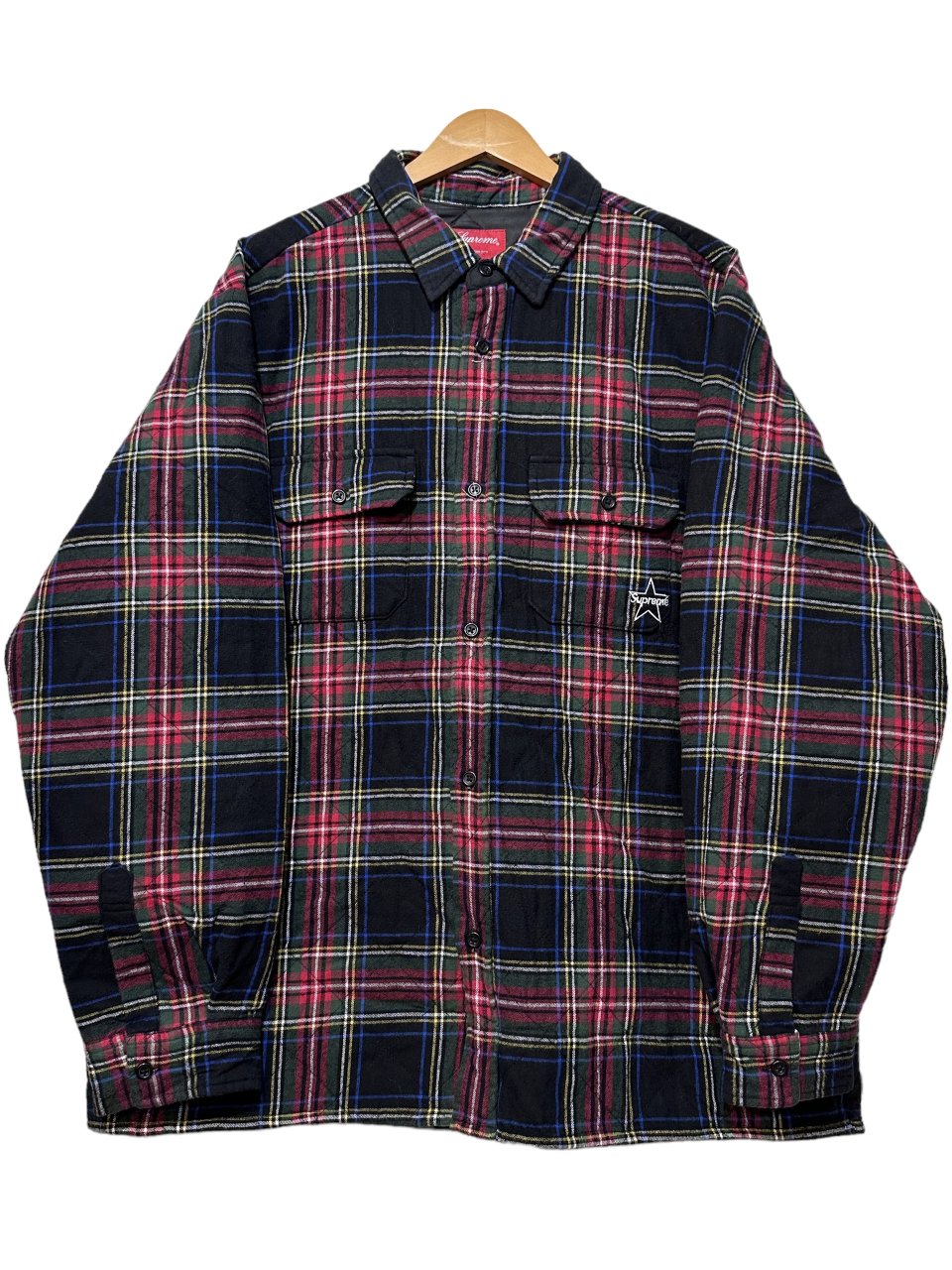 21AW SUPREME Quilted Plaid Flannel Shirt 黒 XL シュプリーム キルテッド フランネルシャツ チェック  ブラック 2021秋冬 - NEWJOKE ONLINE STORE