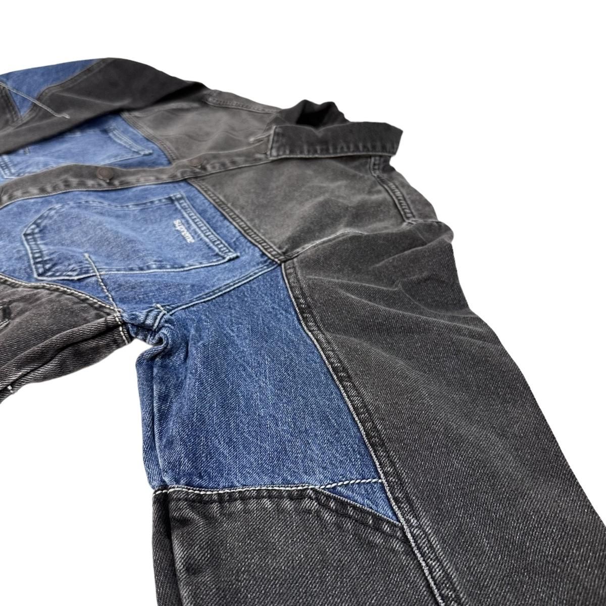 新品 22AW SUPREME 2-Tone Paneled Denim Jacket 黒 XL シュプリーム 2