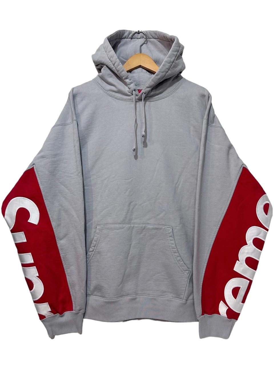 Supreme シュプリーム パーカー サイズ:M 22SS 袖パネルロゴ スウェット パーカー Cropped Panels Hooded Sweatshirt グレー トップス フーデッド スウェットシャツ フーディー 【メンズ】