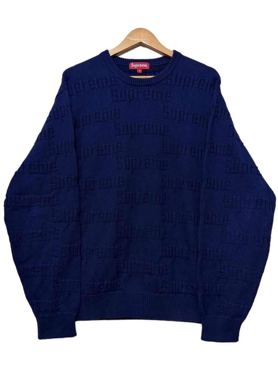 Supreme 19AW Raised Logo Sweater ネイビー XL