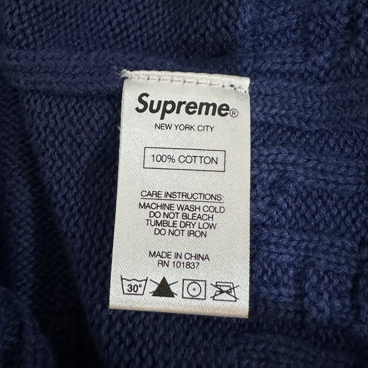 19AW SUPREME Raised Logo Sweater 紺 XL シュプリーム レイズド ロゴ