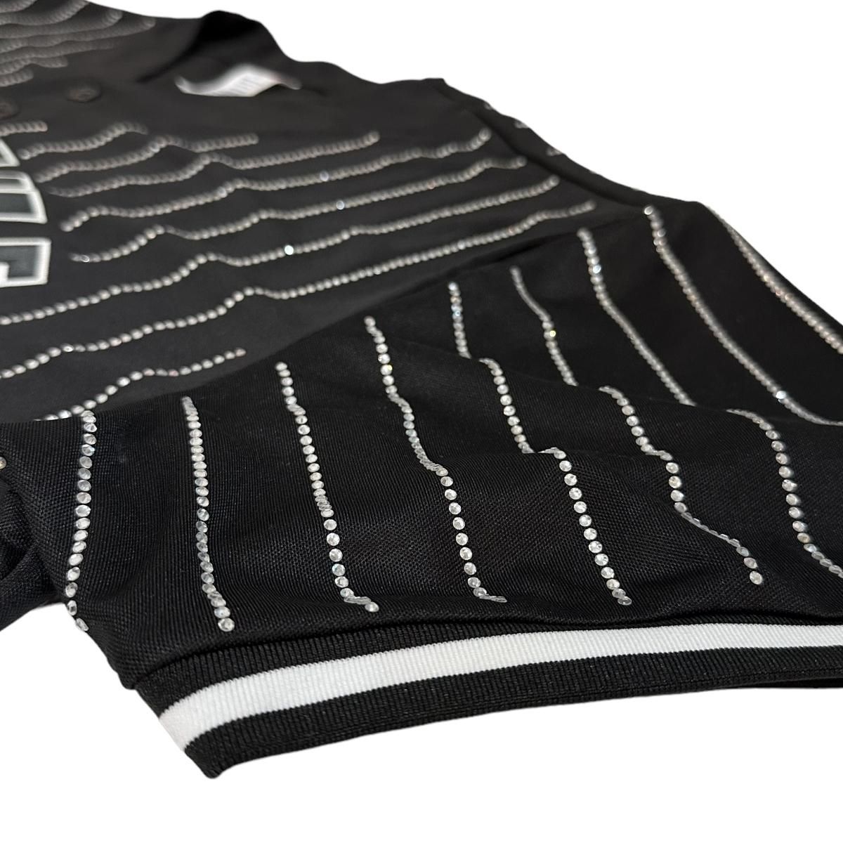 22SS SUPREME Rhinestone Stripe Baseball Jersey 黒 XL 22SS SUPREME Rhinestone Stripe Baseball Jersey 黒 XL