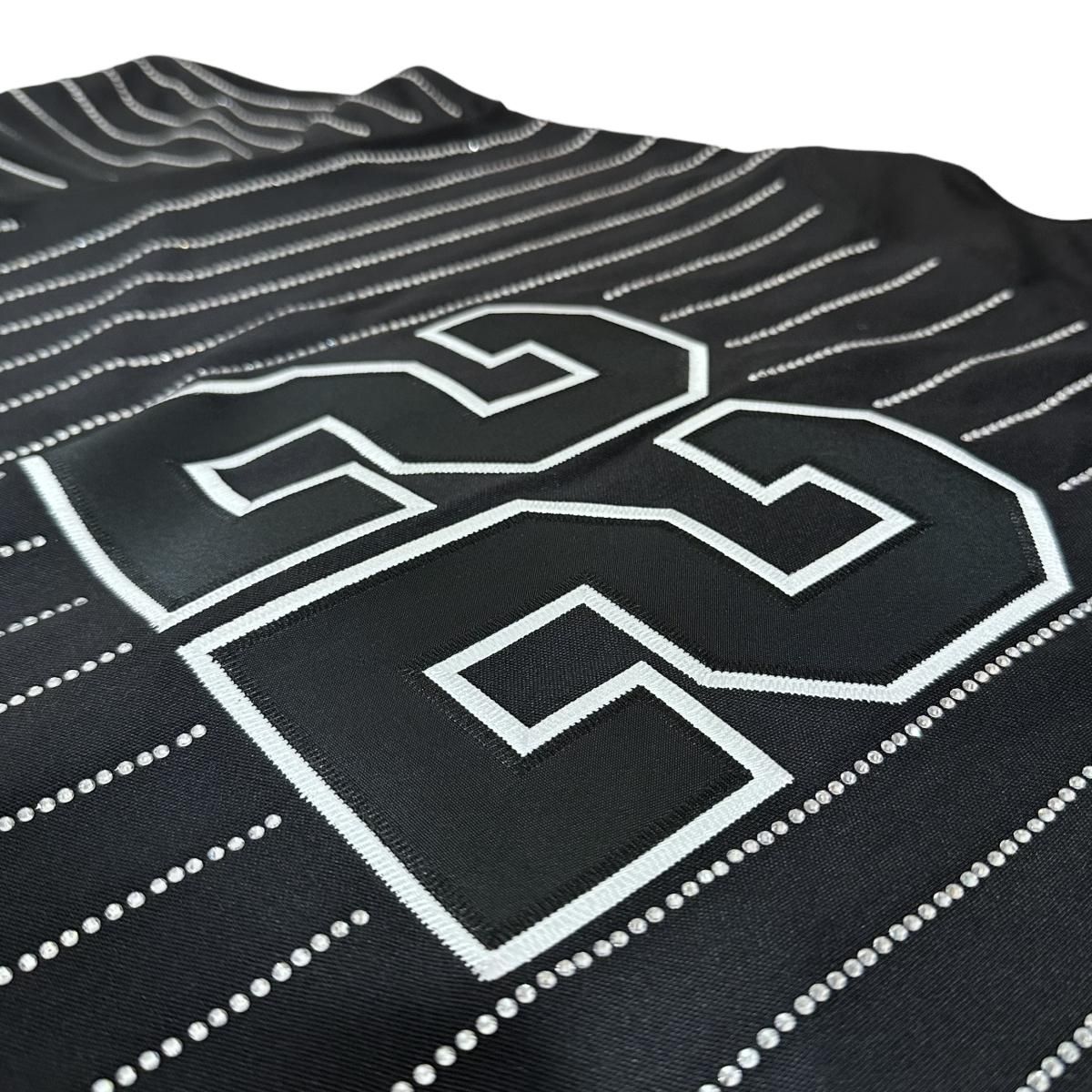 22SS SUPREME Rhinestone Stripe Baseball Jersey 黒 XL 22SS SUPREME Rhinestone Stripe Baseball Jersey 黒 XL